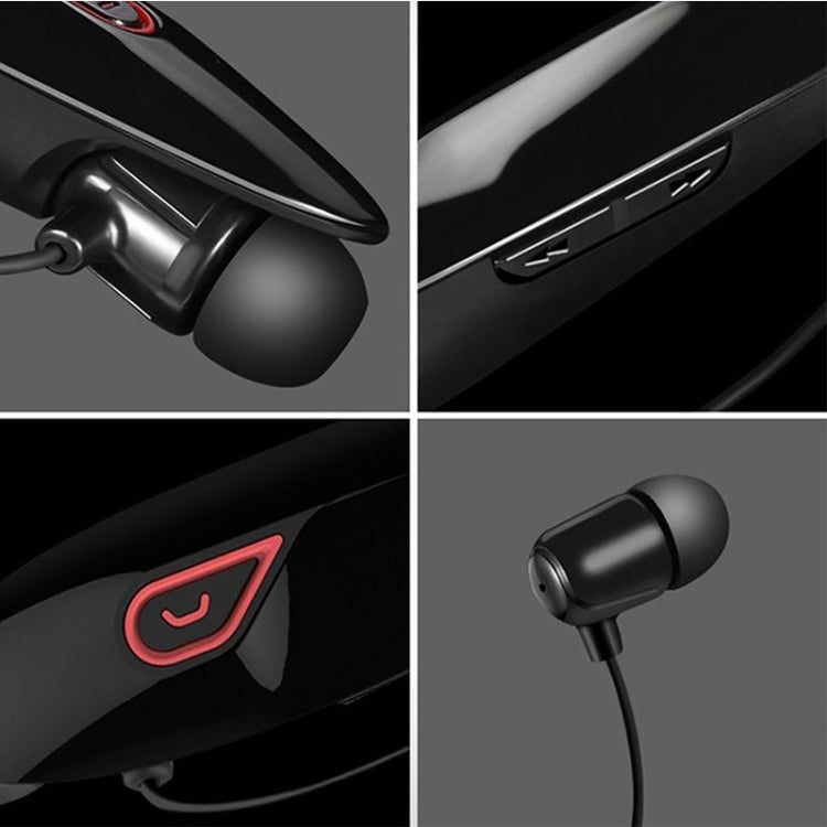Large Capacity Battery Handsfree Sport Wireless Bluetooth Stereo Earphones with Mic(Black red) by buy2fix