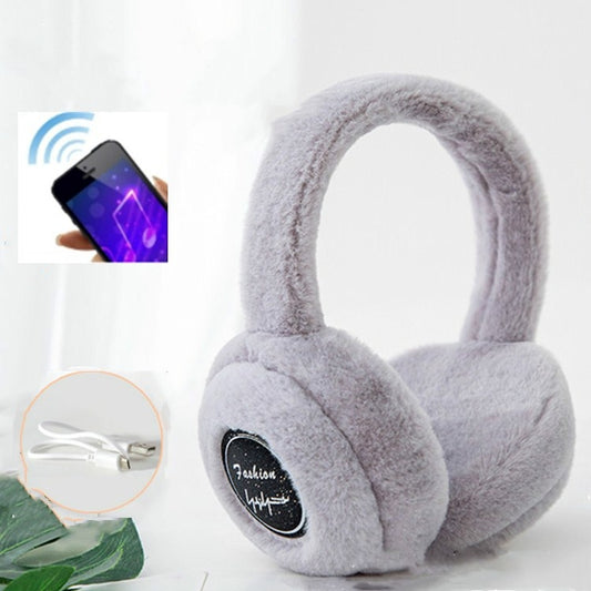 Bluetooth Earmuffs Winter Plush Windproof Men And Women Ear Cover(Gray) by buy2fix
