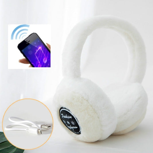 Bluetooth Earmuffs Winter Plush Windproof Men And Women Ear Cover(White) by buy2fix
