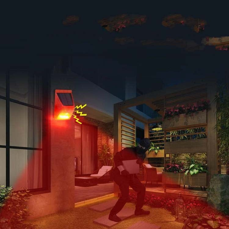 129dB Solar Alarm Light Human Body Induction Remote Control Alarm Farm Anti-theft Drive Object Sound and Light Alarm Light, Style:N911C English by buy2fix