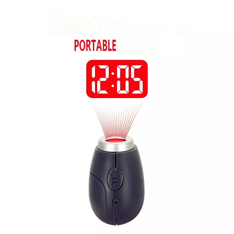 Portable Digital Projection Alarm Clock Mini Projector LED Clock Carry Time Flashlight Clock with Hanging Rope(Black) by buy2fix