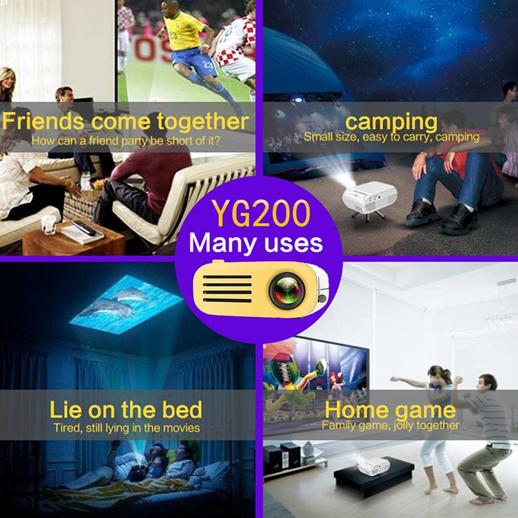 YG200 Portable LED Pocket Mini Projector AV SD HDMI Video Movie Game Home Theater Video Projector, US Plug(Yellow and White) by buy2fix