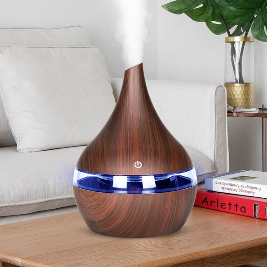 300ml USB Electric Aroma Air Diffuser Wood Ultrasonic Air Humidifier Essential Oil Aromatherapy Cool Mist Maker(Flat Mouth Deep Wood Grain) by buy2fix