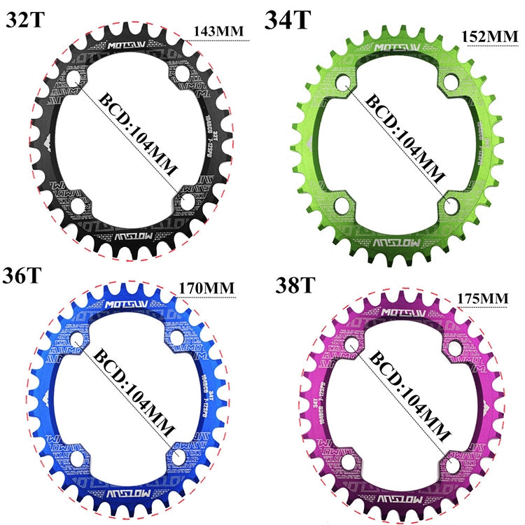 MOTSUV Narrow Wide Chainring MTB Bicycle 104BCD Tooth Plate Parts(Green) by buy2fix