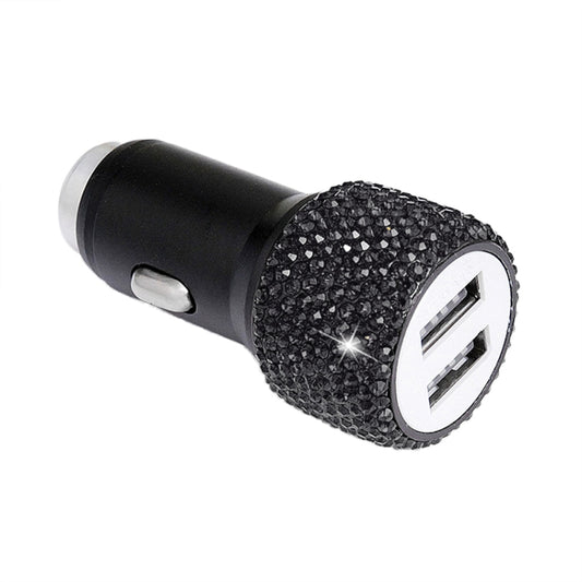 Diamond Car Dual USB Charge Mobile Phone Safety Hammer Charger(black) by buy2fix