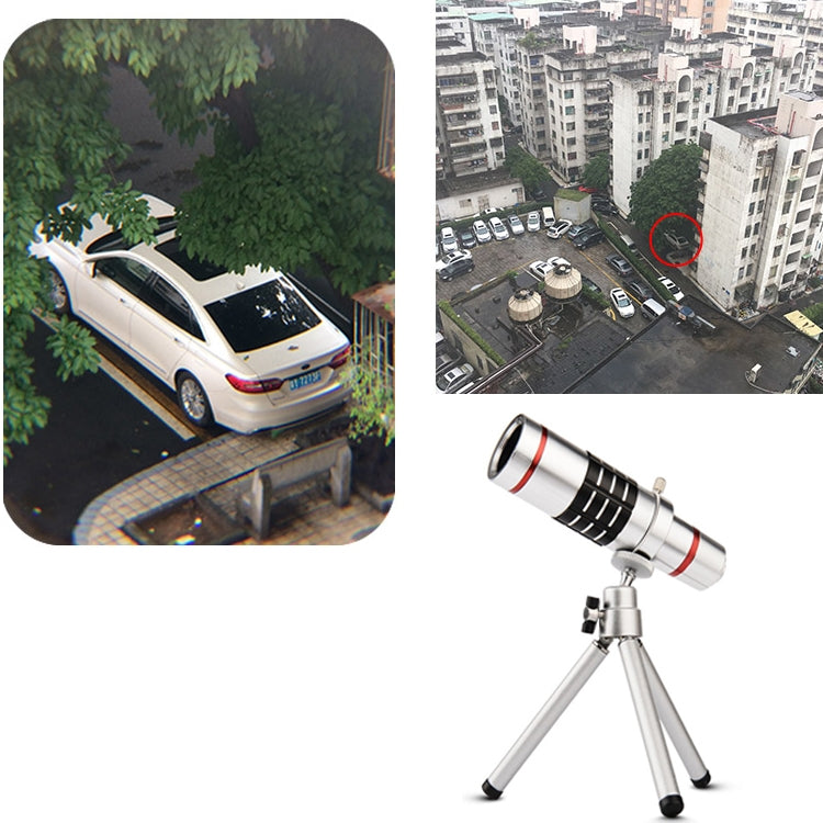 Outdoor Telescope Mobile Phone Accessories Shooting Telephoto Lens with Universal Metal Clip(12X) by buy2fix