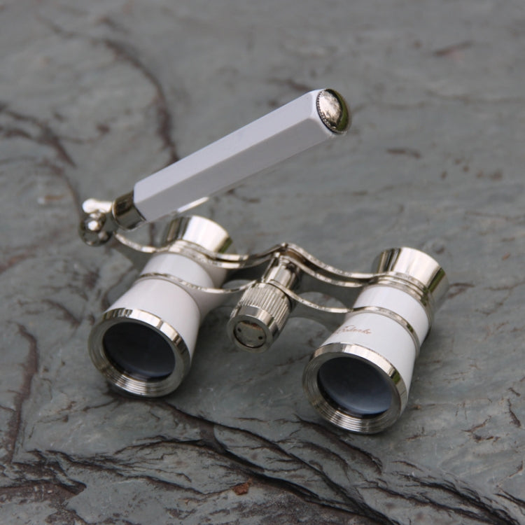 Metal 3 X 25 Lady With Handle Chrome Double Cylinder Telescope( Pearl white) by buy2fix