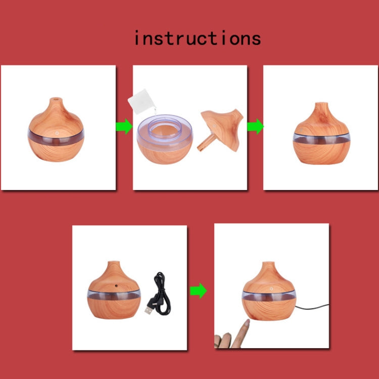 300ML Waterdrop Shape USB Wood Grain Aromatherapy Air Purifier Mute Humidifier, Color: Deep Wood Grain by buy2fix