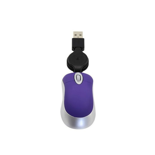 Mini Computer Mouse Retractable USB Cable Optical Ergonomic1600 DPI Portable Small Mice for Laptop(Purple) by buy2fix