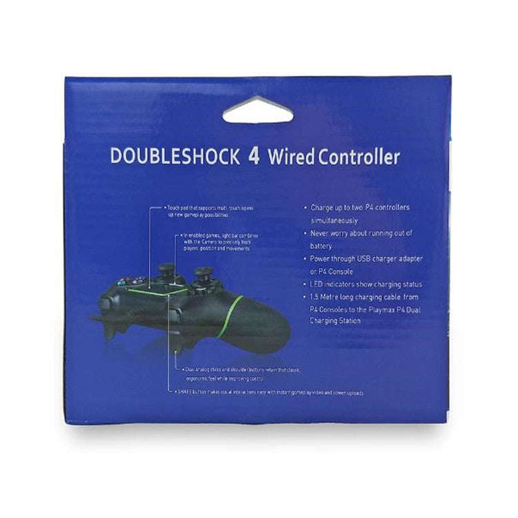 For PS4 Handle Wired Handle Cable Game Controller(Black Blue) by buy2fix