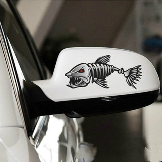 10 PCS Horror Skeleton Shark Fishing Daren Cover Scratch Reflective Waterproof Personality Body Sticker 15*6cm by buy2fix