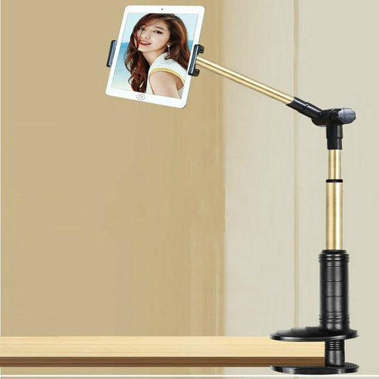 360 Degree Rotation Lazy Mount Folding Long Arm Phone Stand Holder for 4-14 Inch Tablet & Phone(Black Gold) by buy2fix