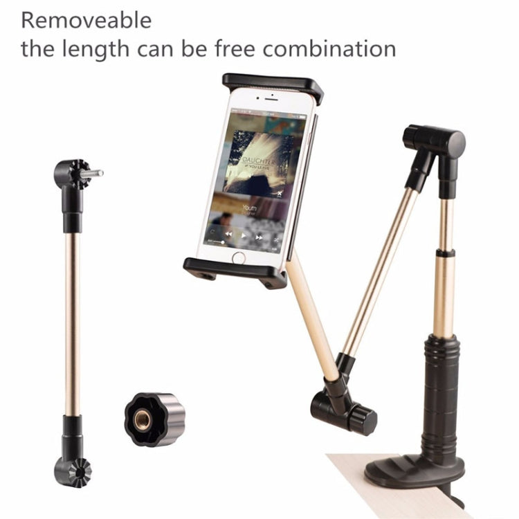 360 Degree Rotation Lazy Mount Folding Long Arm Phone Stand Holder for 4-14 Inch Tablet & Phone(Gold) by buy2fix