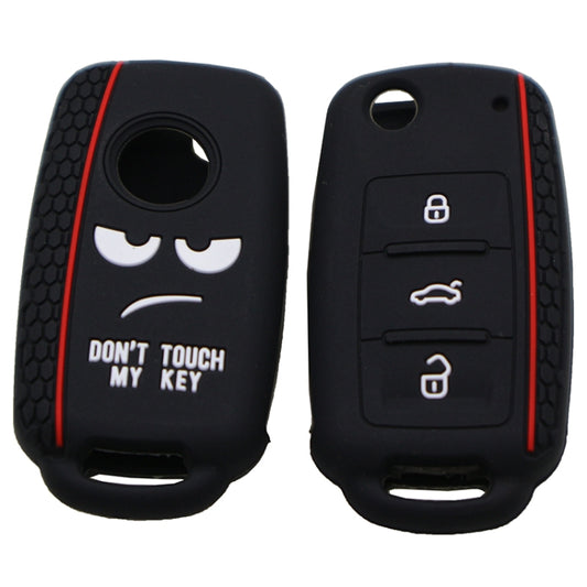 Do not Touch My Key Style Silicone Car Key Cover for Volkswagen Jetta Polo Passat Skoda Tiguan Golf(Black) by buy2fix