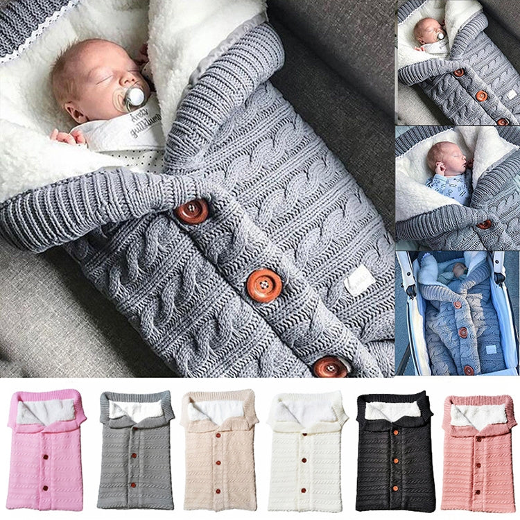 Warm Soft Cotton Knitting Envelope Newborn Baby Sleeping Bag(Dark Grey) by buy2fix