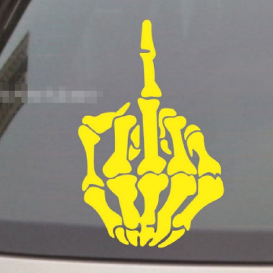 10 PCS Anti-High Beam Car Sticker Middle Finger Despise Reflective Car Sticker Bones Motorcycle Sticker(Yellow) by buy2fix