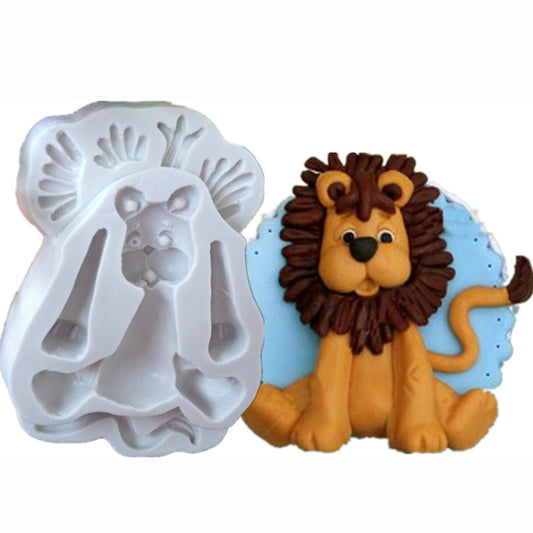 2 PCS 3D Animal Shape Silicone Form Fondant Cake Biscuit Molds(Lion) by buy2fix