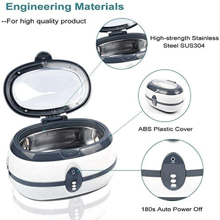 VGT-800 600ml Low Noise Vacuum Cleaner Ultrasonic Cleaner with SUS304 Tank for Home Jewelry Eyeglass Watch, Specification:US Plug by buy2fix