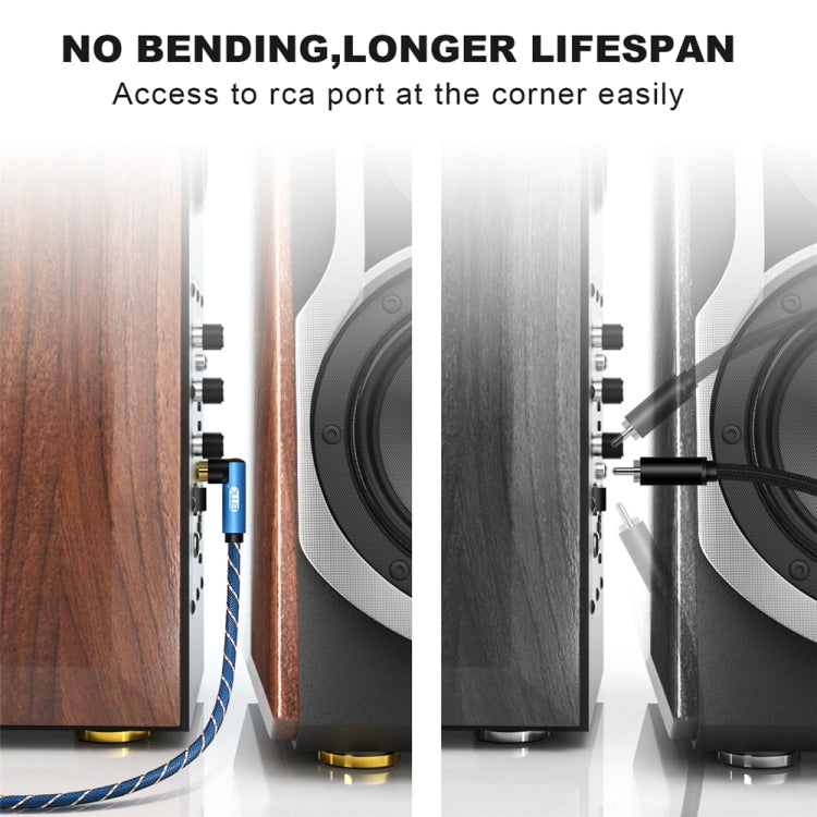 EMK Dual 90-Degree Male To Male Nylon Braided Audio Cable, Cable Length:5m(Blue) by EMK