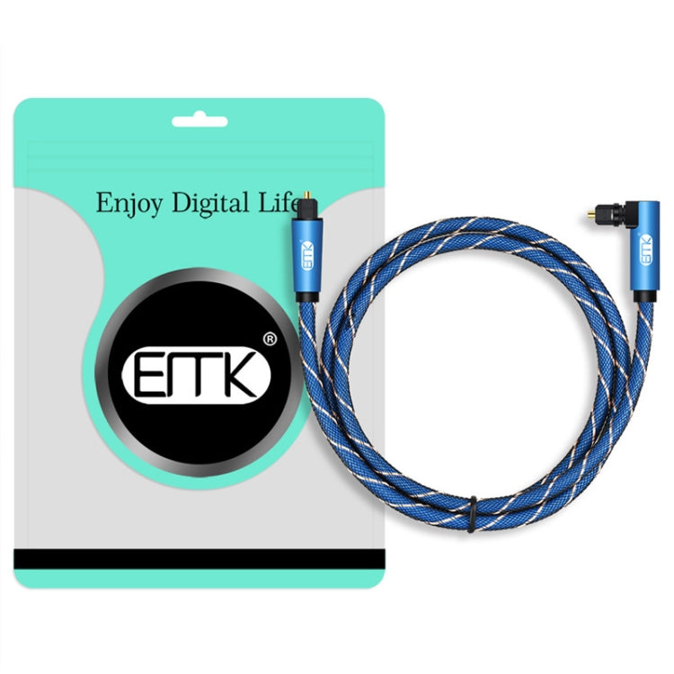 EMK 90 Degree Swivel Adjustable Right Angled 360 Degrees Rotatable Plug Nylon Woven Mesh Optical Audio Cable, Cable Length:20m(Blue) by EMK