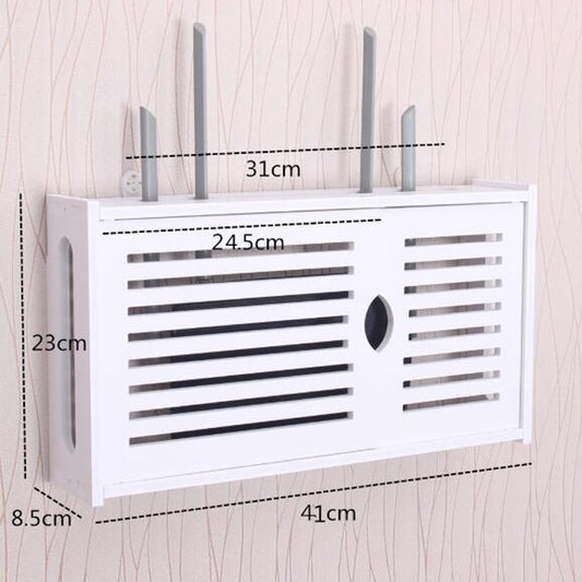 Wifi Router Box PVC Wall-mounted Shelf Hanging Board Bracket Storage Box, Size:41x23x8.5cm(Shutter) by buy2fix