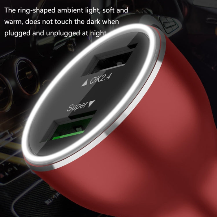 QIAKEY QK505 Dual Ports Fast Charge Car Charger(Red) by QIAKEY