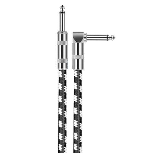 0.15m 1 Straight Head +1 Elbow Head 6.35mm Guitar Cable Oxygen-Free Copper Core TS Large Two-core Cable by buy2fix