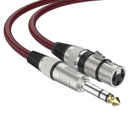 25m Red and Black Net TRS 6.35mm Male To Caron Female Microphone XLR Balance Cable by buy2fix