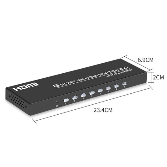 FJGEAR FJ-4K801 4K 8 In 1 Out HDMI HD Video Switcher, Plug Type:EU Plug(Black) by FJGEAR