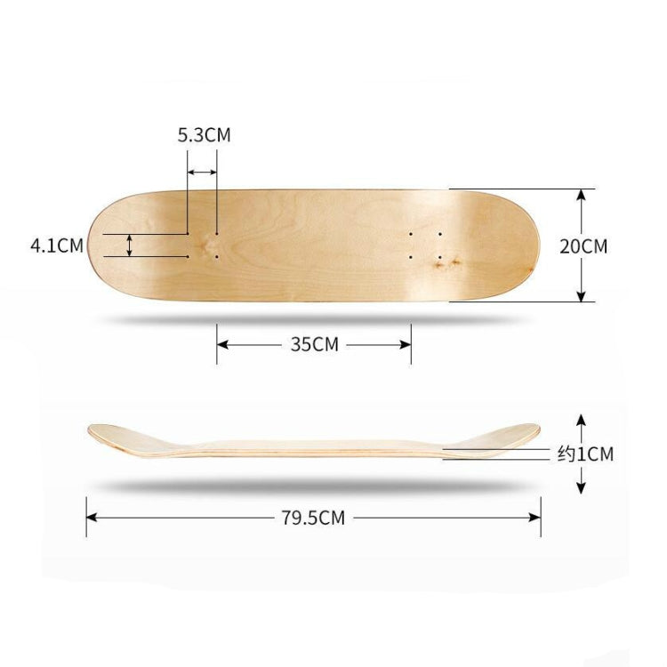 Four-wheeled Skateboard 8-layer Maple Double Raised Skateboard Surface Roughcast Board, Size:31 x 8 inch(As Shown) by buy2fix