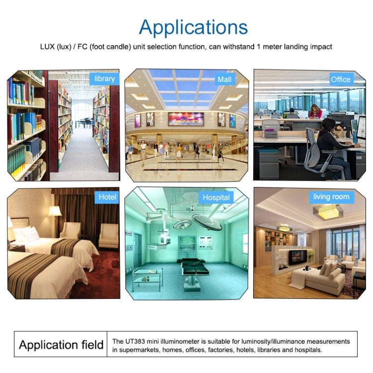 UNI-T UT383 200,000 LUX Digital Luxmeter Luminance Light Meter With LCD Backlit Display by UNI-T