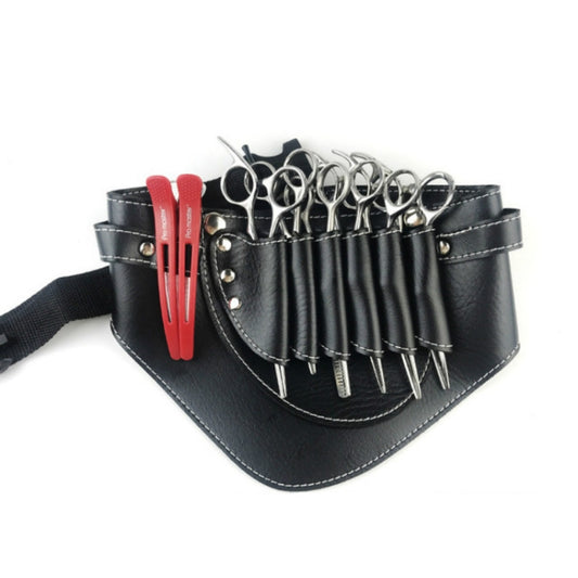 Hairdresser Hair Clipper Comb PU Leather Waist Bag Barber Shop Hair Tools Bag(Black) by buy2fix