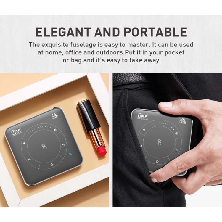 P11 4K HD DLP Mini 3D Projector 4G + 32G Smart Micro Convenient Projector, Style:AU Plug(Black) by buy2fix