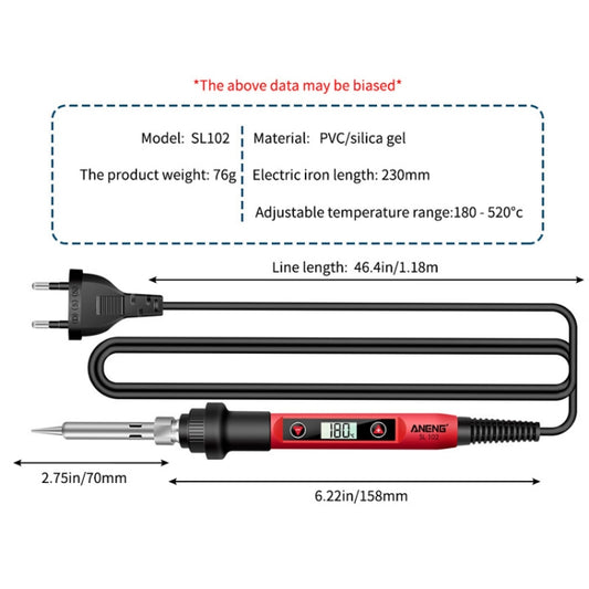 ANENG 60W Adjustable Temperature Electric Soldering Iron Welding Tool, EU Plug(SL102) by ANENG