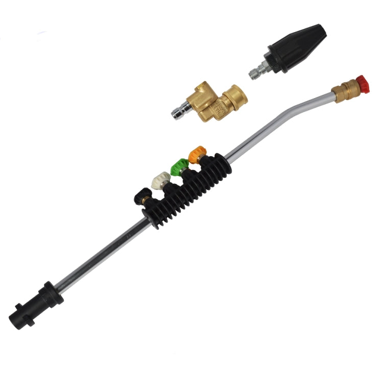 High Pressure Car Wash Water Gun 1/4 Quick Plug Interface Fan Shaped Five Color Nozzle Stainless Steel Elbow Extension Rod by buy2fix