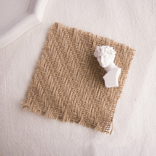 10 PCS 12x12cm Torn Edges Vintage Coarse Jute Scented Candle Coaster Photography Decoration Props(Fishbone) by buy2fix