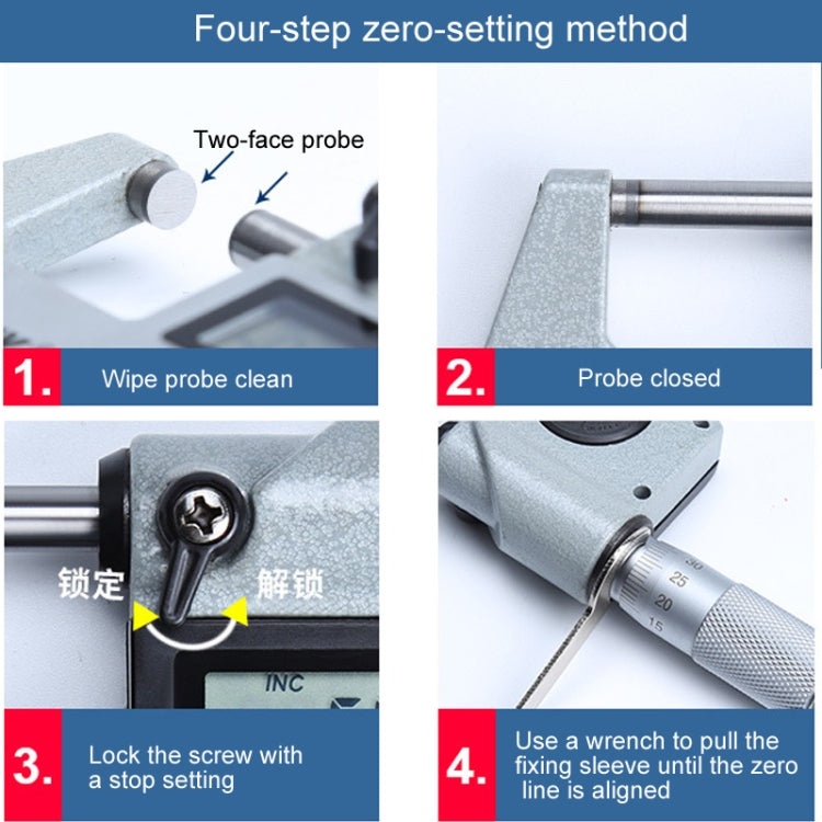 Digital Display Outer Diameter Micrometer 0.001mm High Precision Electronic Spiral Micrometer Thickness Gauge, Model:50-75mm by buy2fix