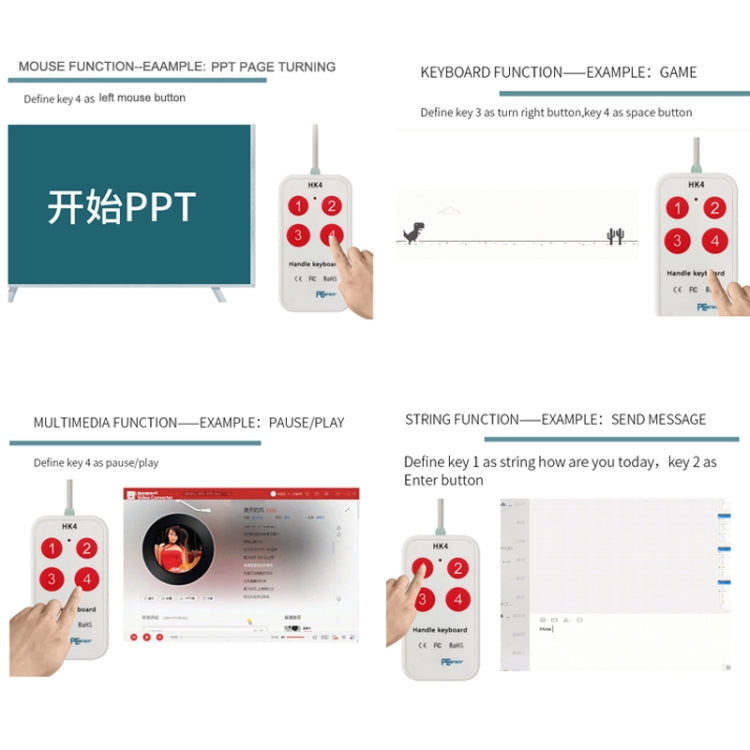 HK-4 4 Keys Custom PS Shortcut Keys Medical USB Keypad, Cable Length: 2m, Style:With Anti-skid Stand by buy2fix