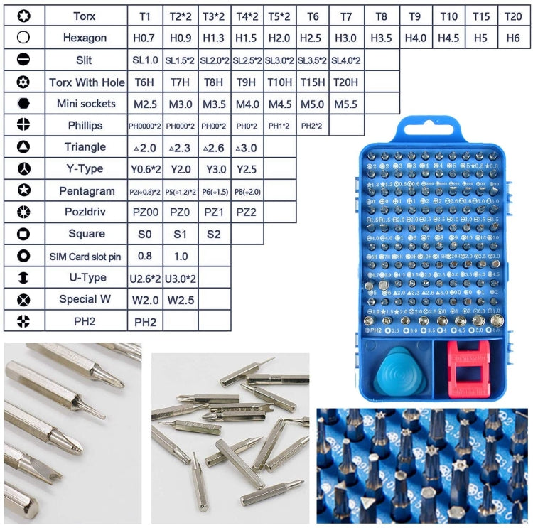 110 in 1 Watch Mobile Phone Disassembly Maintenance Tool Multi-function Chrome Vanadium Steel Screwdriver Set(Blue) by buy2fix