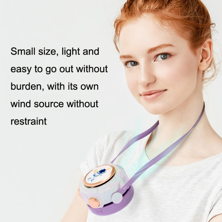 MD666-3 Cartoon Space Capsule Mini Portable Bladeless Hanging Neck Fan(Purple) by buy2fix