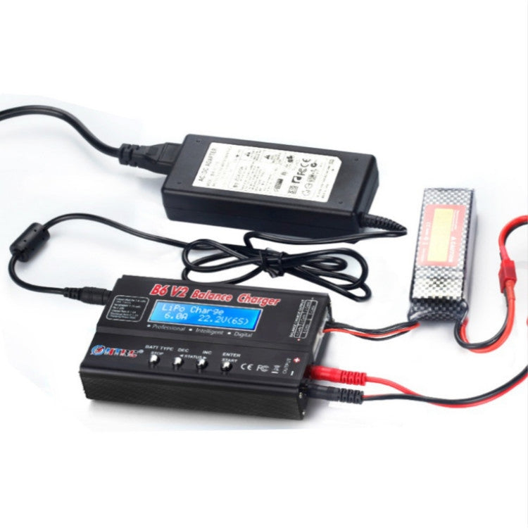 HTRC B6 V2 Balance Charger Intelligent Model Airplane Lithium Battery Charger, EU Plug by HTRC