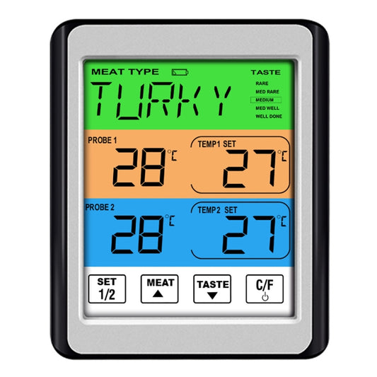 CH-212 Dual Probe Color Screen Smart Alarm Grill Kitchen Thermometer, Color:Colorful Backlight by buy2fix