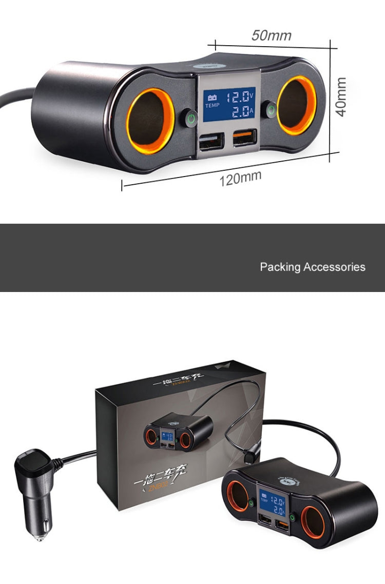 ZNB02 QC3.0 Fast Charge Car Charger Dual USB Car Cigarette Lighter(Orange Light) by buy2fix