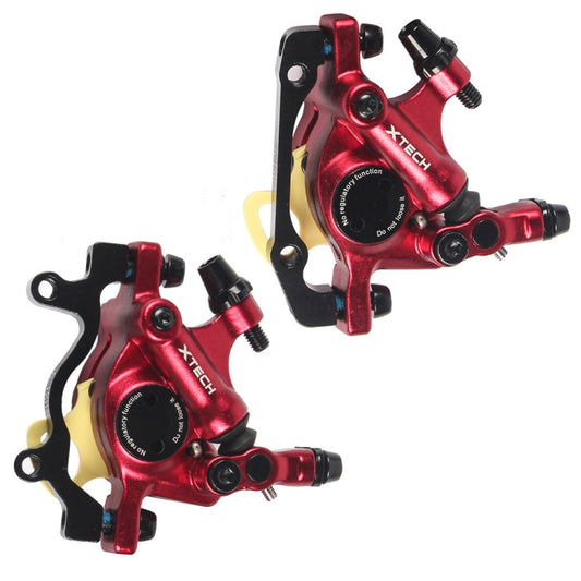 ZOOM HB100 Mountain Bike Hydraulic Brake Caliper Folding Bike Cable Pull Hydraulic Disc Brake Caliper, Style:Front and Rear(Red) by Zoom