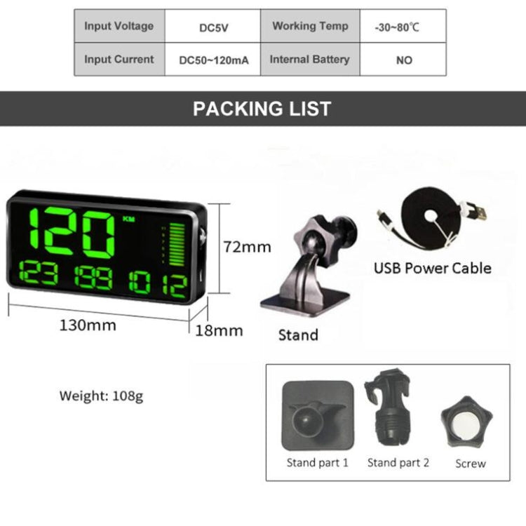 Kingneed C90 5.5inch HUD Car Head-up Display GPS Car Universal Mileage Speed Meter Speeding Alarm / GPS Satellite Speed Measurement(Black) by Kingneed