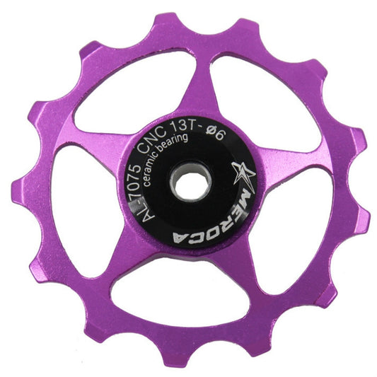 MEROCA Metal Bearings Mountain Bike Road Bike Rear Derailleur Guide Wheel 11T/13T Guide Wheel, Specification:13T, Color:Purple by buy2fix