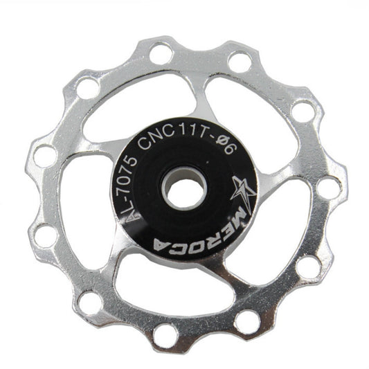 MEROCA Metal Bearings Mountain Bike Road Bike Rear Derailleur Guide Wheel 11T/13T Guide Wheel, Specification:11T, Color:Silver by buy2fix