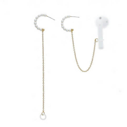 3 PCS Universal Bluetooth Headset Anti-lost C Type Pearl 925 Silver Needle Earring Ear Chain by buy2fix