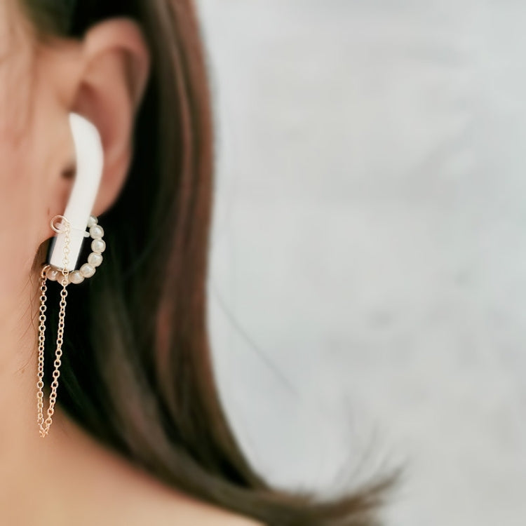 3 PCS Universal Bluetooth Headset Anti-lost C Type Pearl 925 Silver Needle Earring Ear Chain by buy2fix