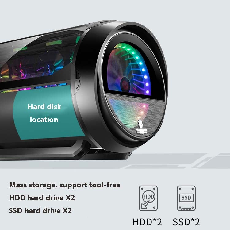 GAMEKM Genki Bomb Personality Gaming Internet Cafe Side Through Gaming Case USB 3.0 Water-cooled Desktop Computer Case(Black) by buy2fix